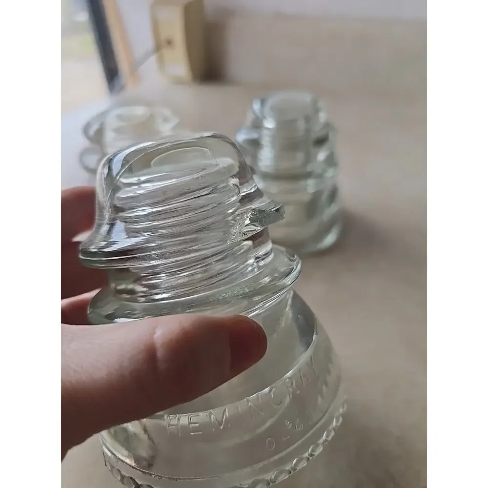 Lot of 3 Vintage‎ Hemingray #56 Made in USA Clear Glass Electric Insulator
